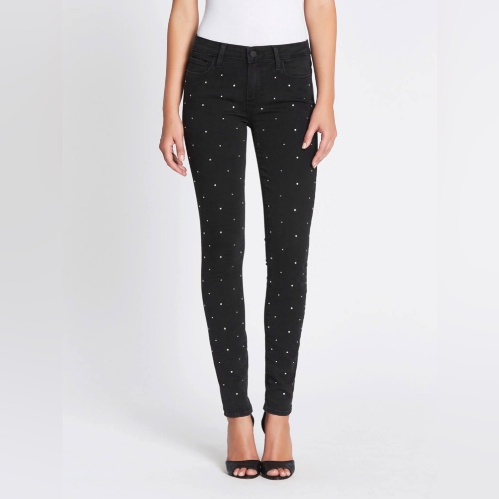 Paige Verdugo Ultra Skinny Jeans in Noir Krystal, Size 28